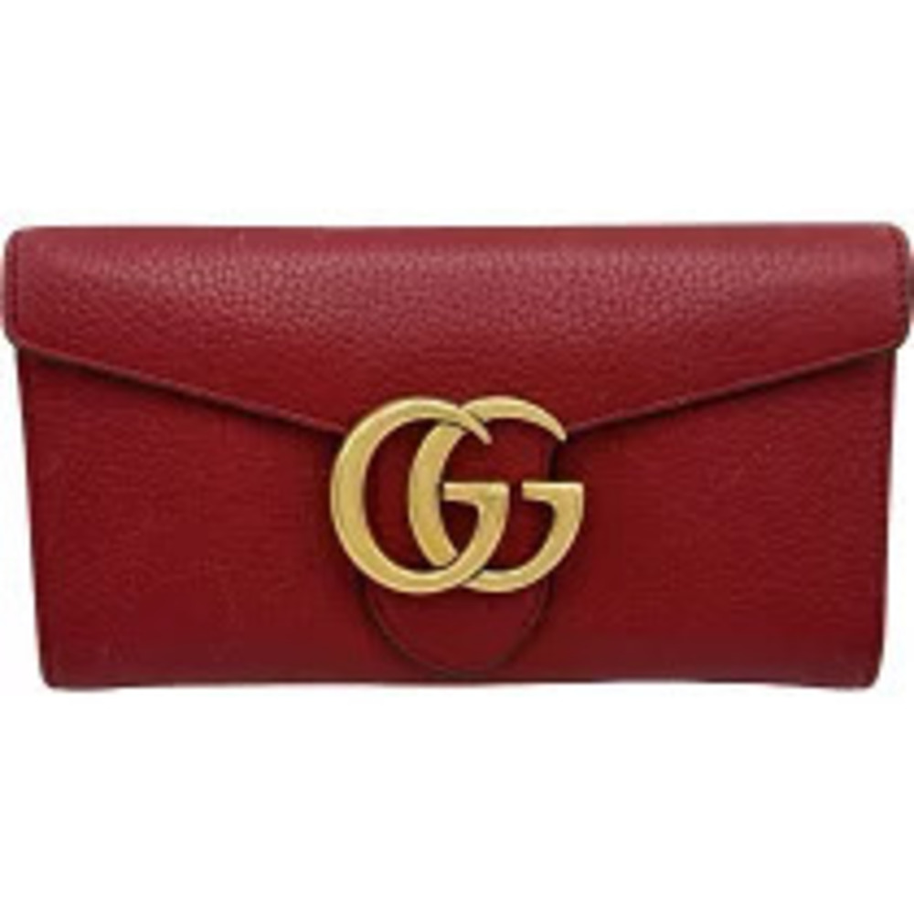 Gucci GG Marmont Bi fold Long Wallet Red Leather